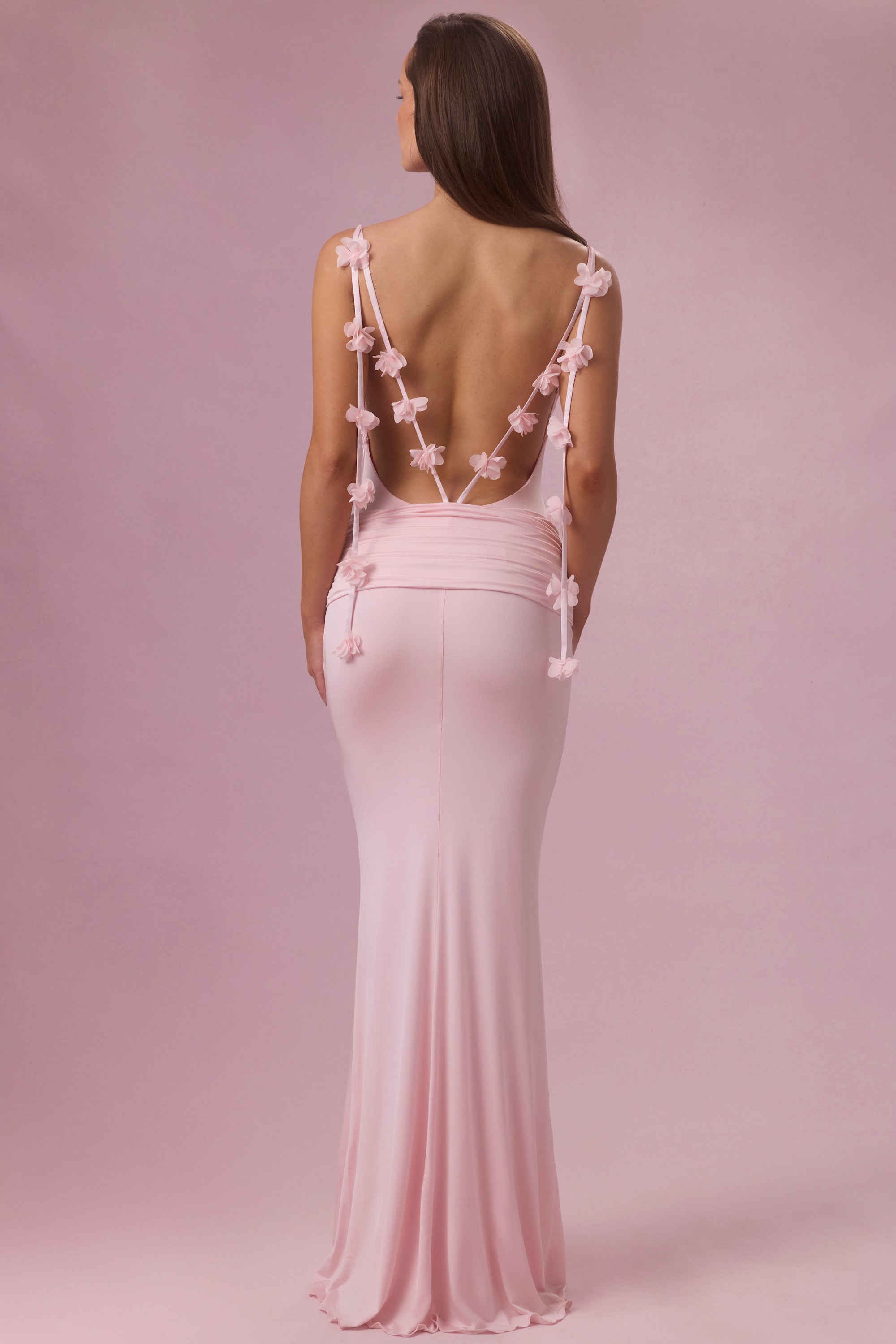 Jersey Draped Gown in Blush
