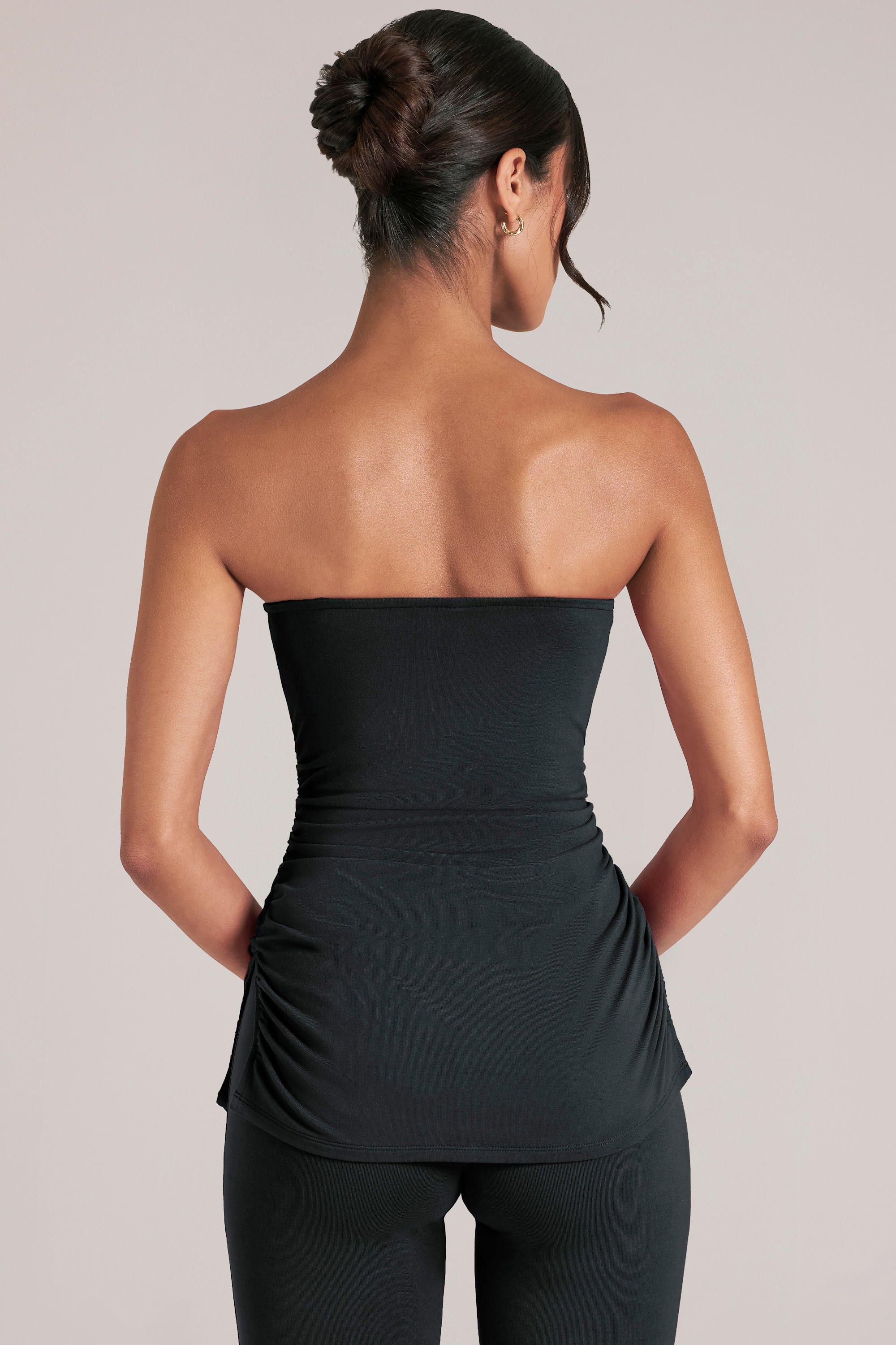 Bandeau Longline Top in Black - 2