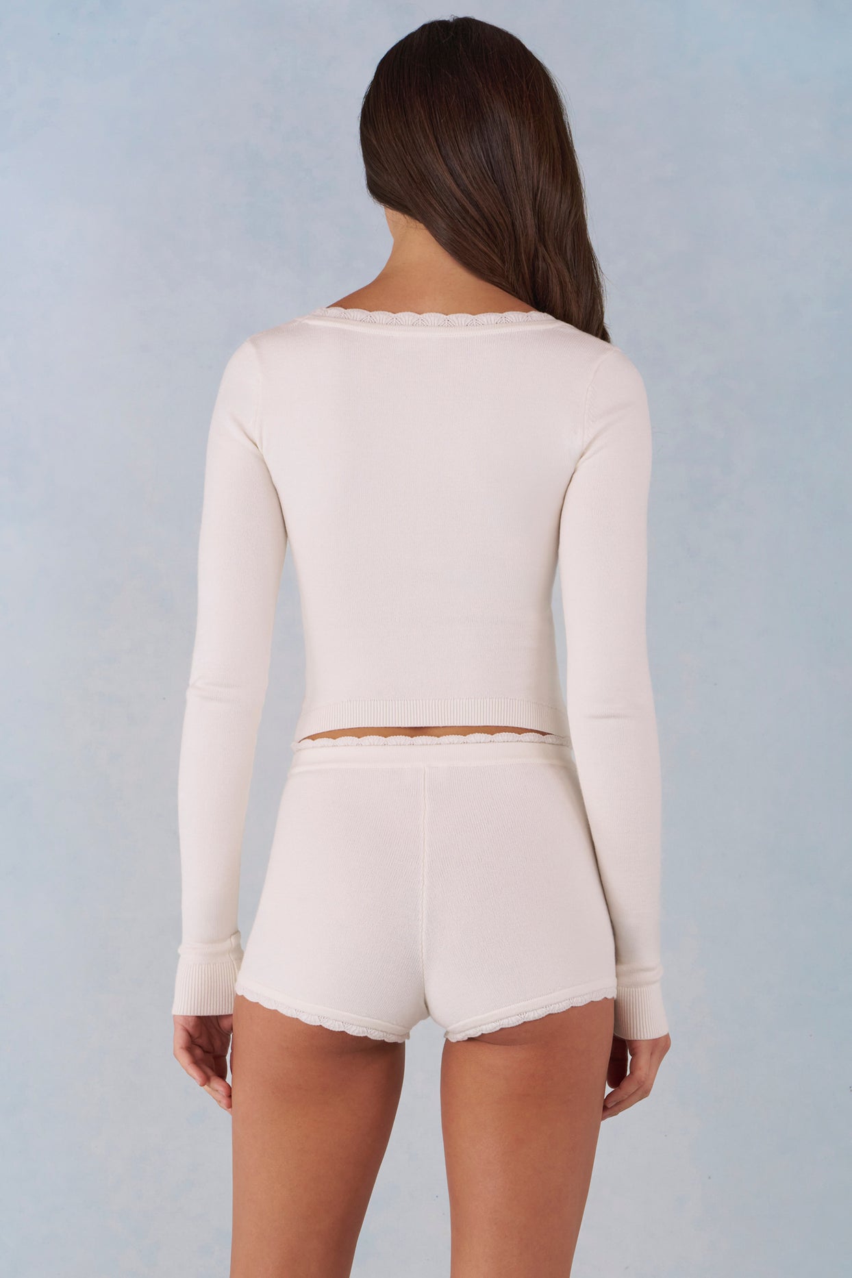 Knit Long-Sleeve Cardigan in Ivory - 4
