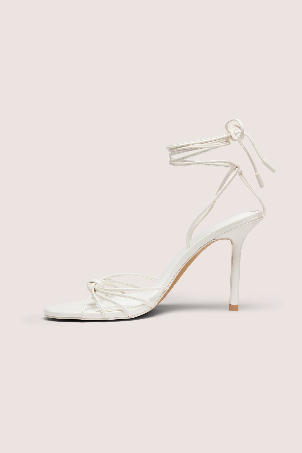 Lace-Up Heeled Sandal in White