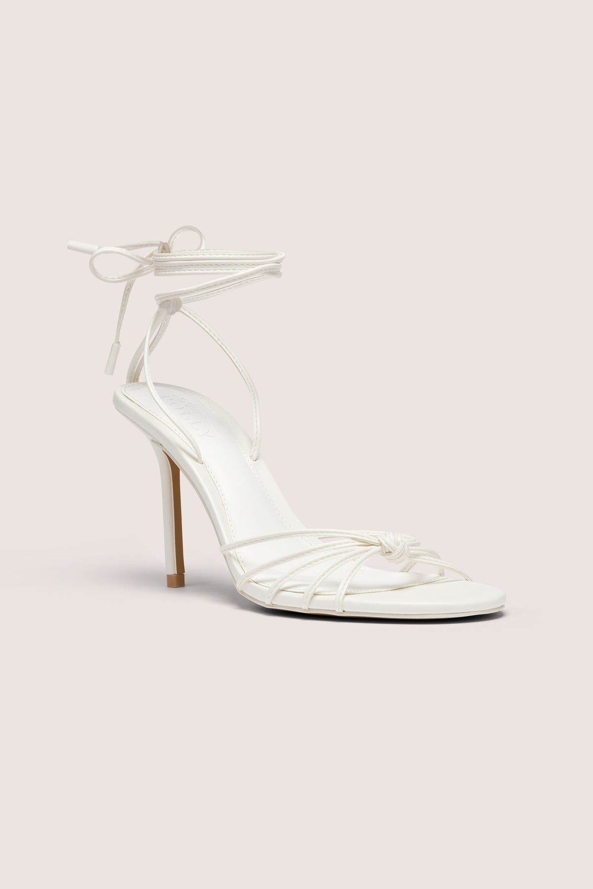 Lace-Up Heeled Sandal in White - 1
