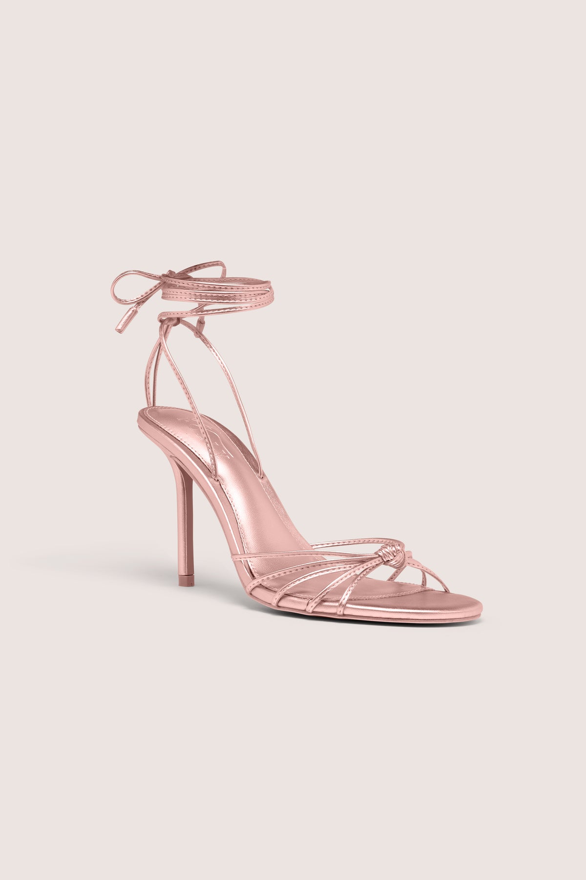 Lace-Up Heeled Sandal in Blush Pink - 1