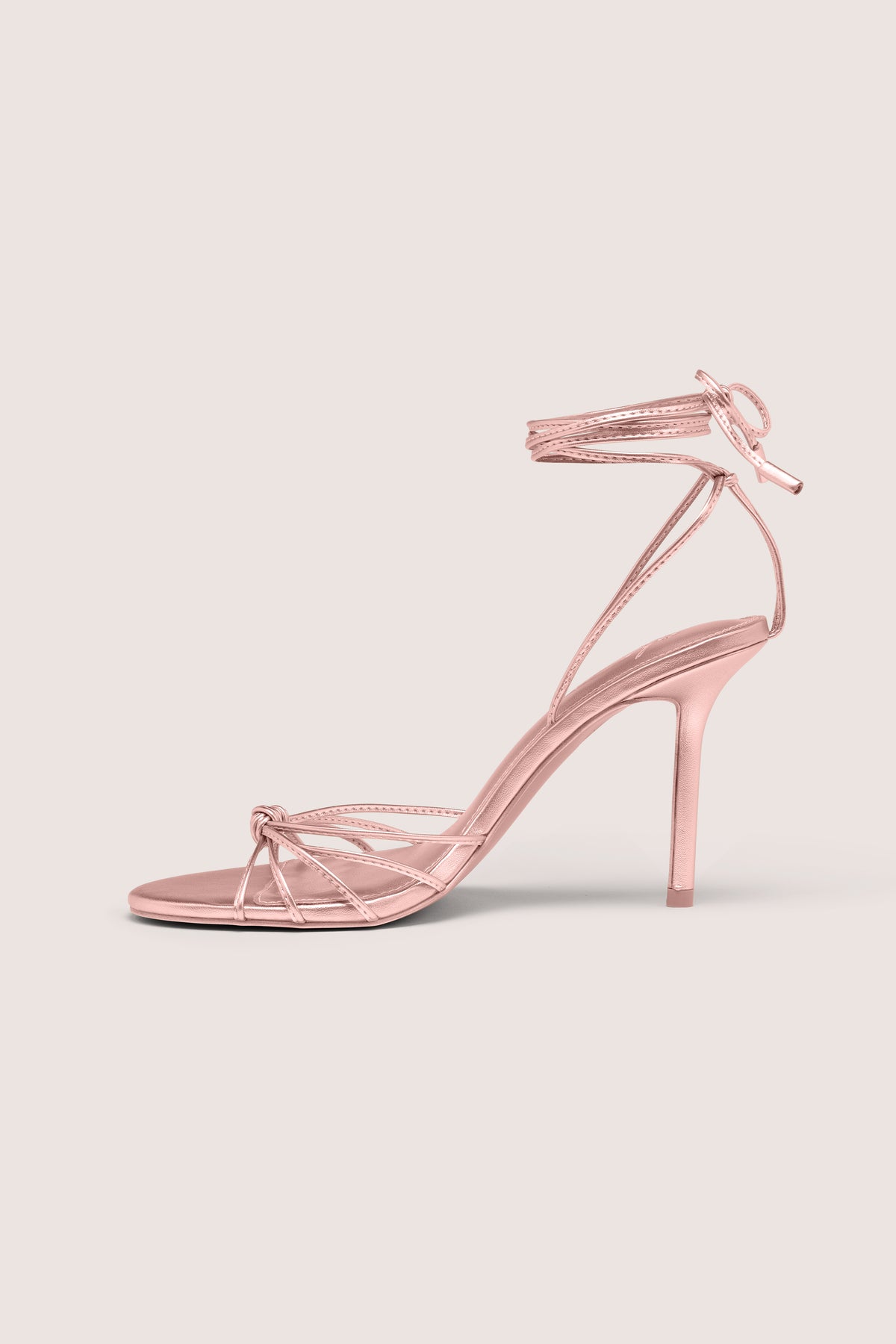 ⁣⁢Schnür-Sandalen mit Absatz in Zartrosa⁤⁣