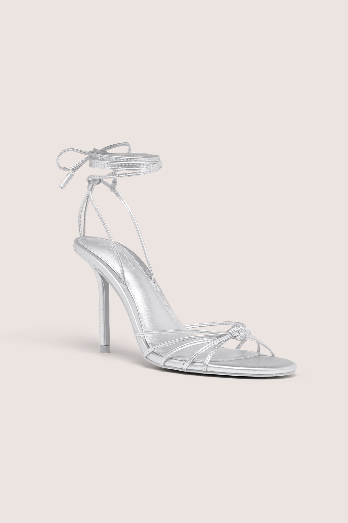 Lace-Up Heeled Sandal in Silver - 1