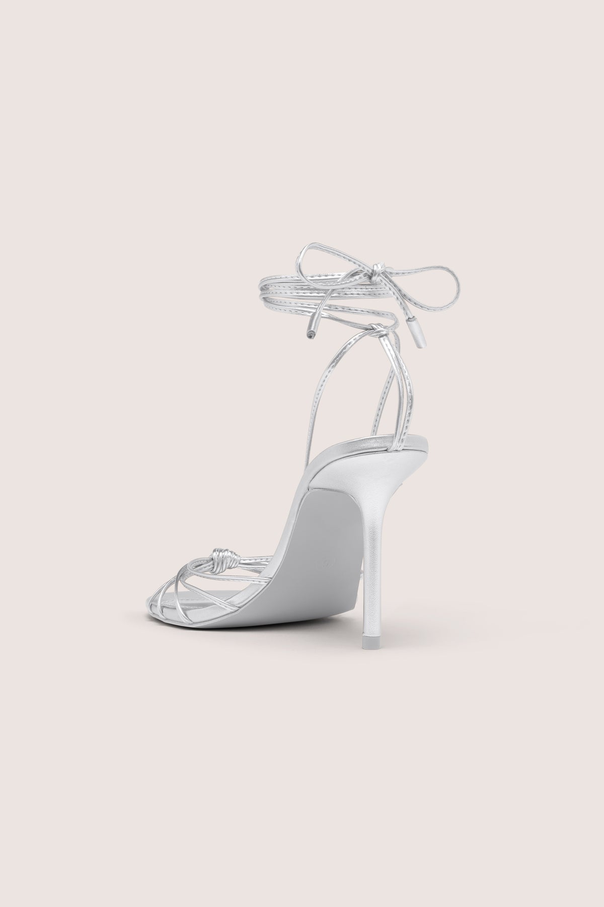 Lace-Up Heeled Sandal in Silver - 2