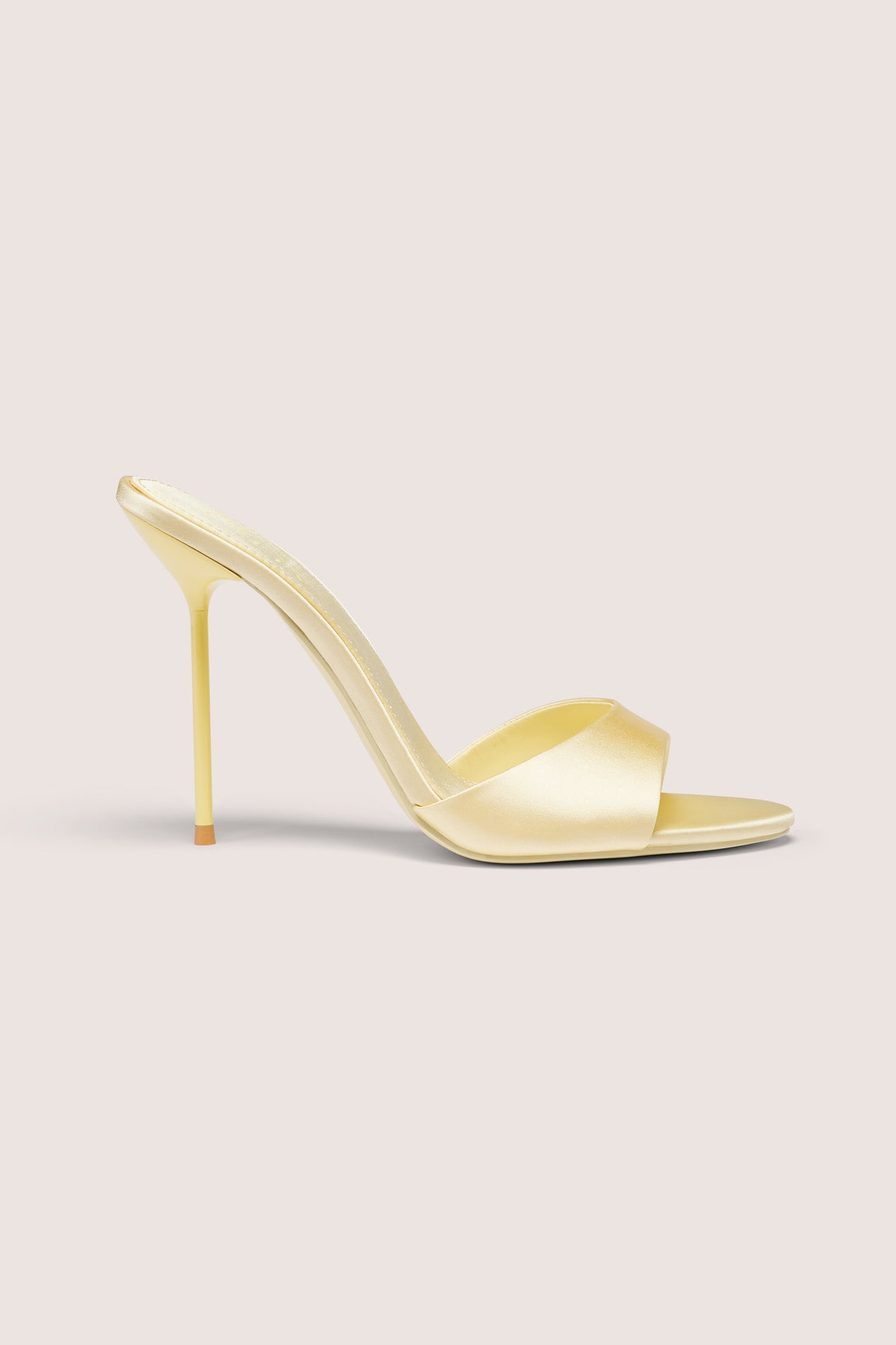 ⁣⁢Satin-Mules mit Absatz in Buttergelb⁤⁣