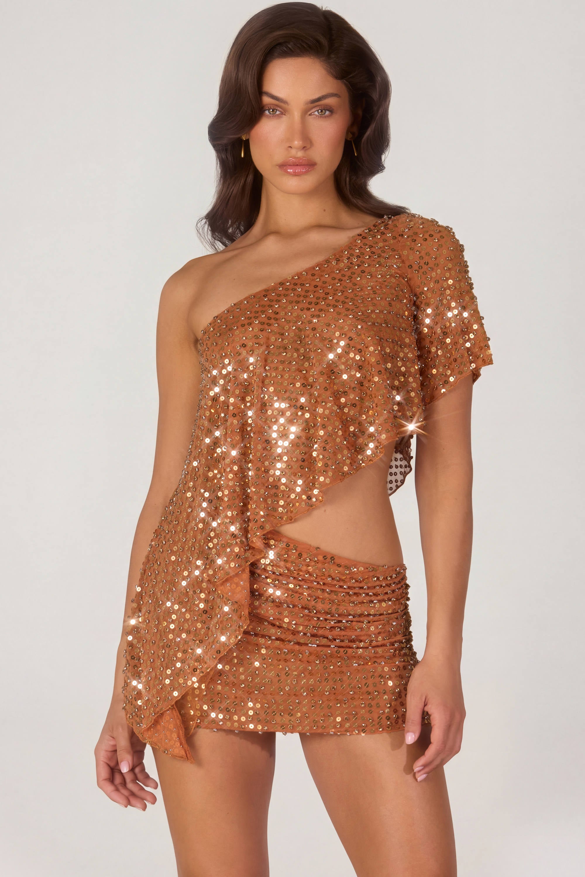 Embellished Micro Mini Skirt in Bronze