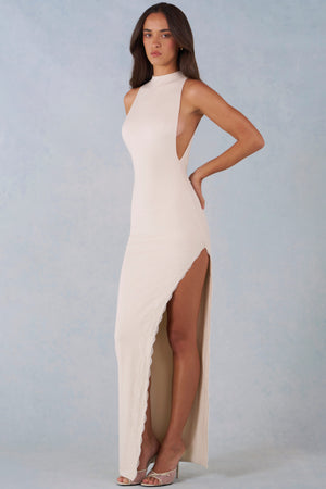 ribbed modal halterneck maxi dress Elora Ribbed Modal Halterneck Maxi Dress in Bluebell