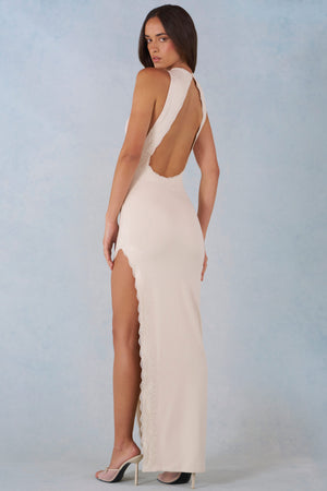 Cataleya Modal High-Neck Maxi Dress in Ivory | Oh Polly
