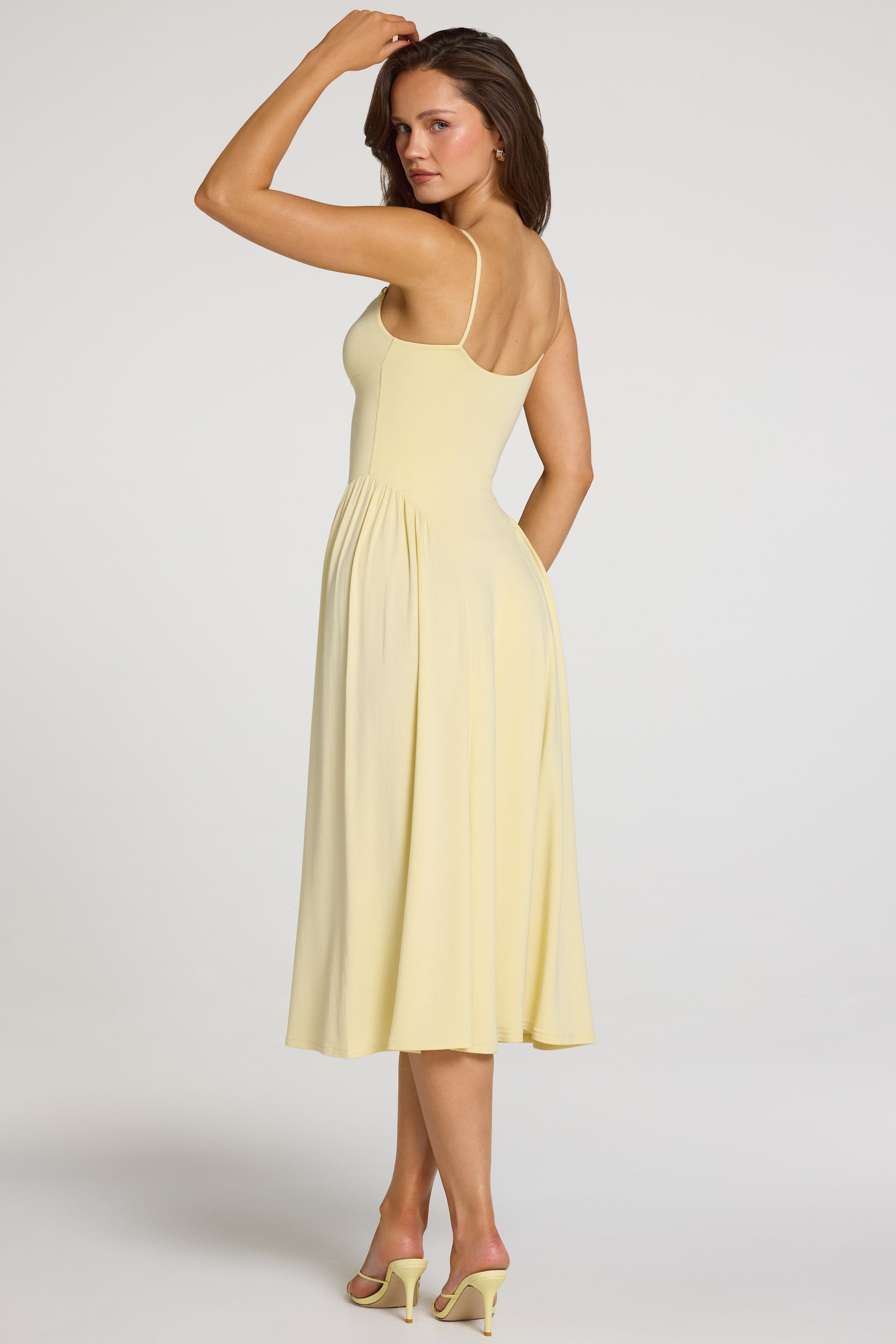 Modal Lace-Trim Midaxi Dress in Pastel Yellow - 2