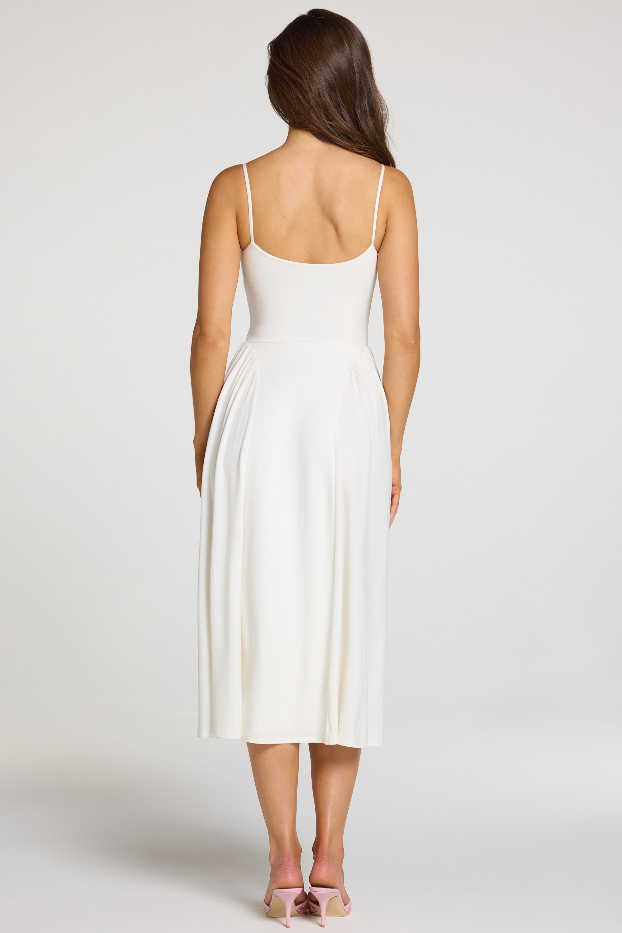 Modal Lace-Trim Midaxi Dress in White