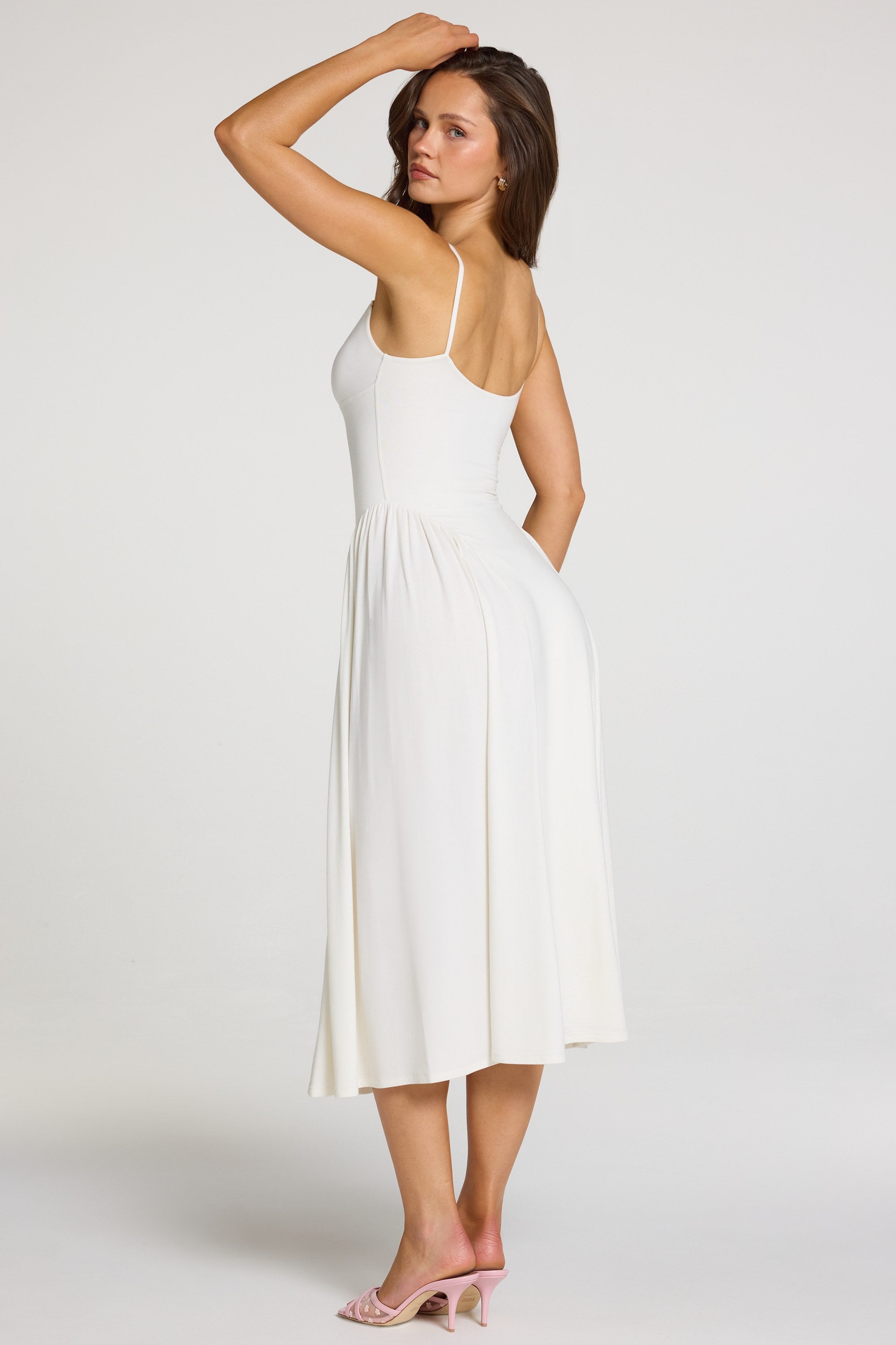Modal Lace-Trim Midaxi Dress in White
