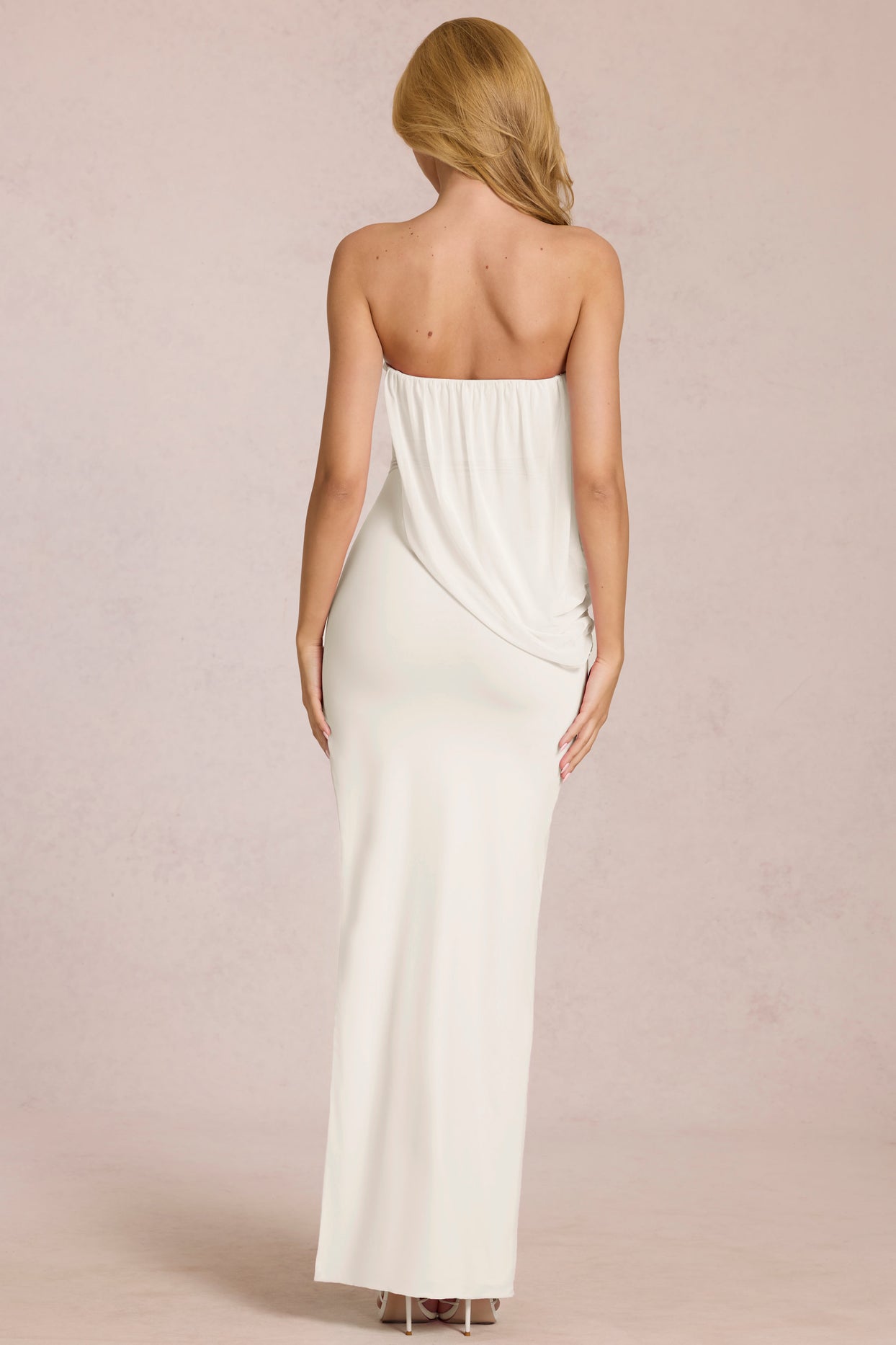Bandeau Draped Maxi Dress in Pearl - 6