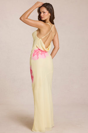 Fioren Chiffon Maxi Dress in Yellow Floral Print