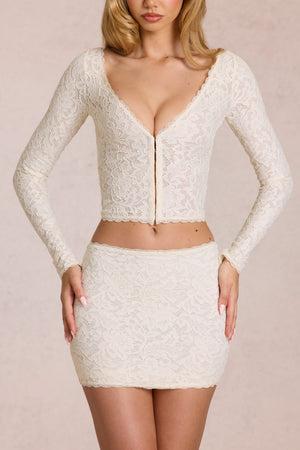 Lace Mini Skirt in Ivory
