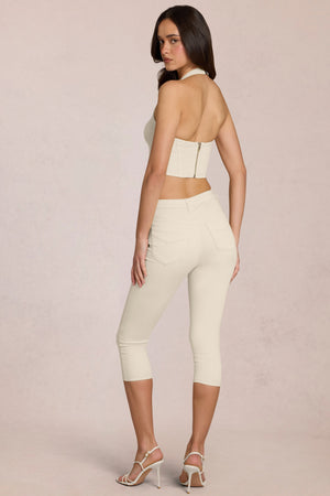 Mid-Rise Capri Jeans in Ivory