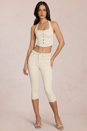 Mid-Rise Capri Jeans in Ivory
