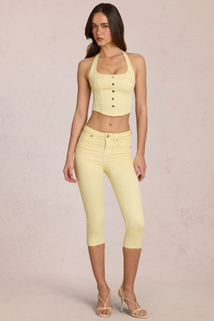 Mid-Rise Capri Jeans in Lemon Yellow