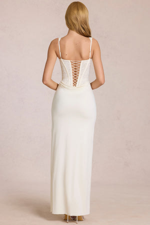 Lace Corset Maxi Dress in Ivory
