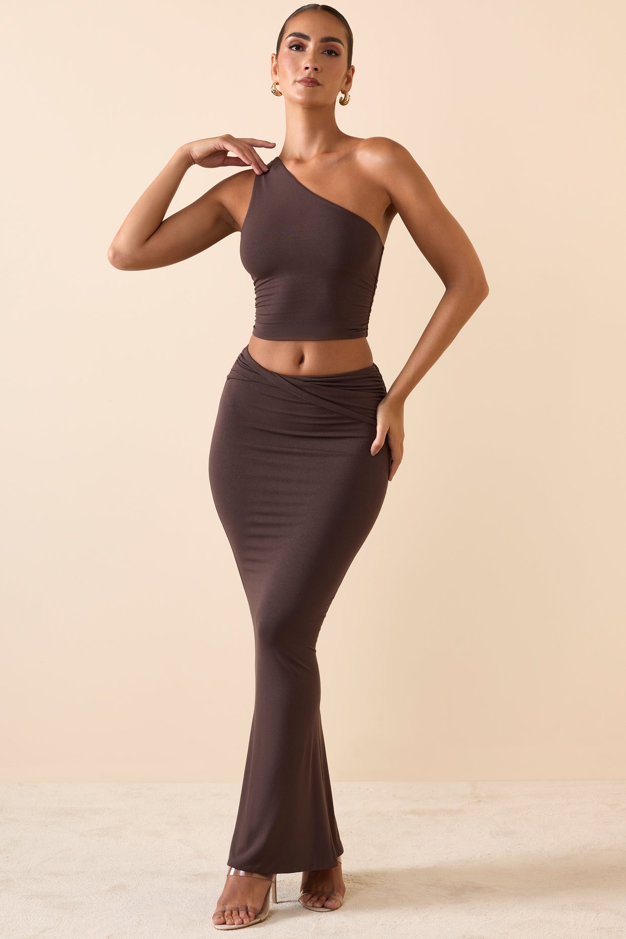 Ainslee Modal SquareNeck Midi Dress in Chocolate Brown Oh Polly
