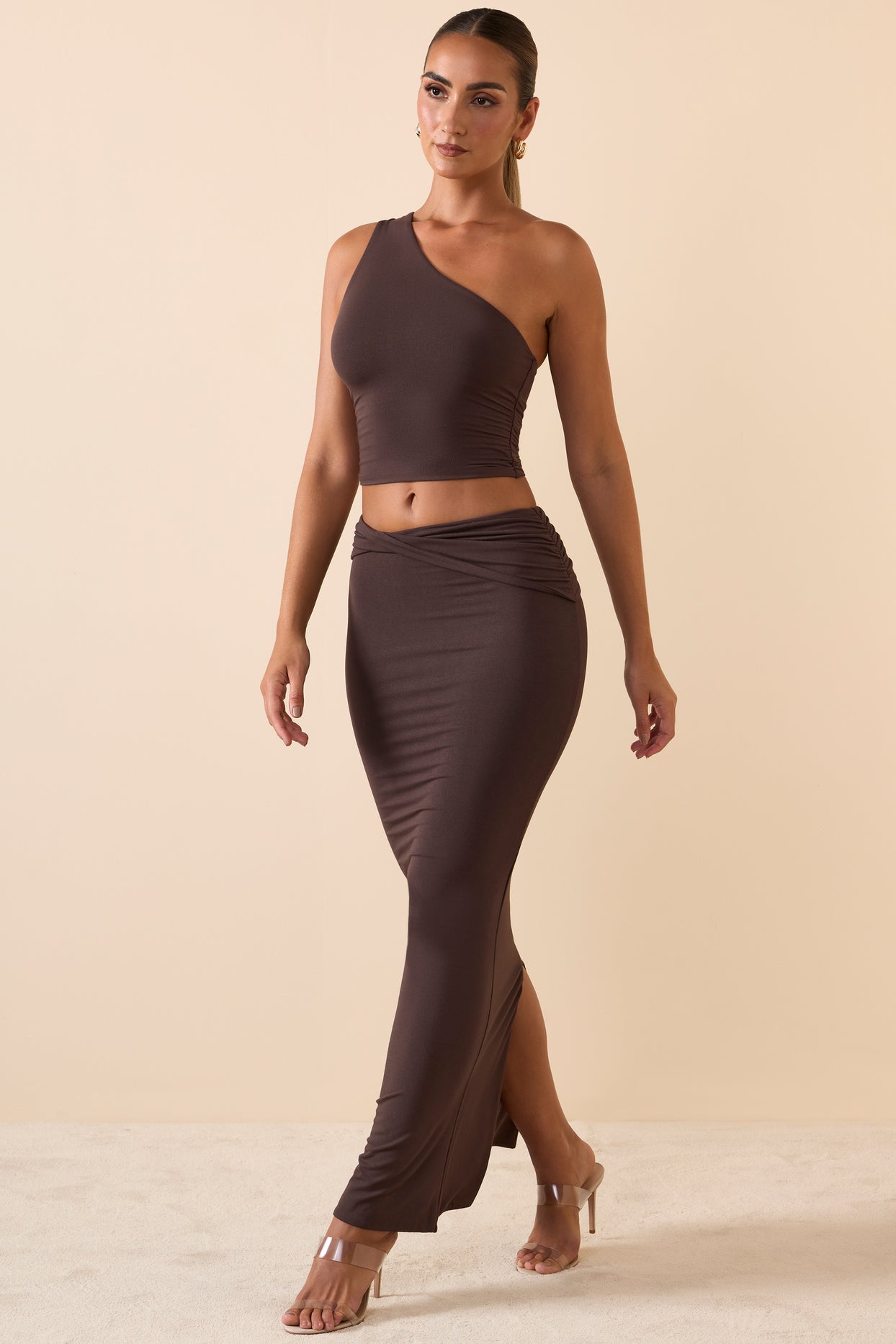 Ainslee Modal SquareNeck Midi Dress in Chocolate Brown Oh Polly