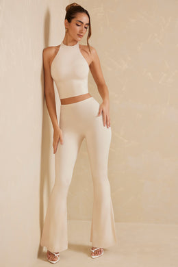 High Waist Flare Trousers in Ivory