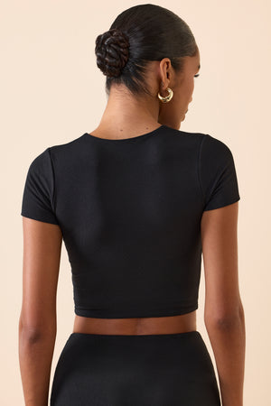 Cap Sleeve Crop Top in Black