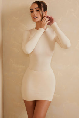 Low Rise Bodycon Mini Skirt in Ivory