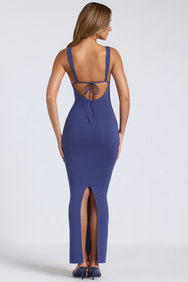 Modal Square-Neck Low Back Maxi Dress in Navy - 2