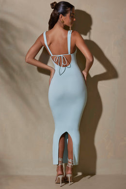 Straight Neck Low Back Maxi Dress in Mint