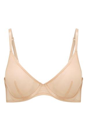 Soft Mesh Single Layer Underwired Bra in Beige