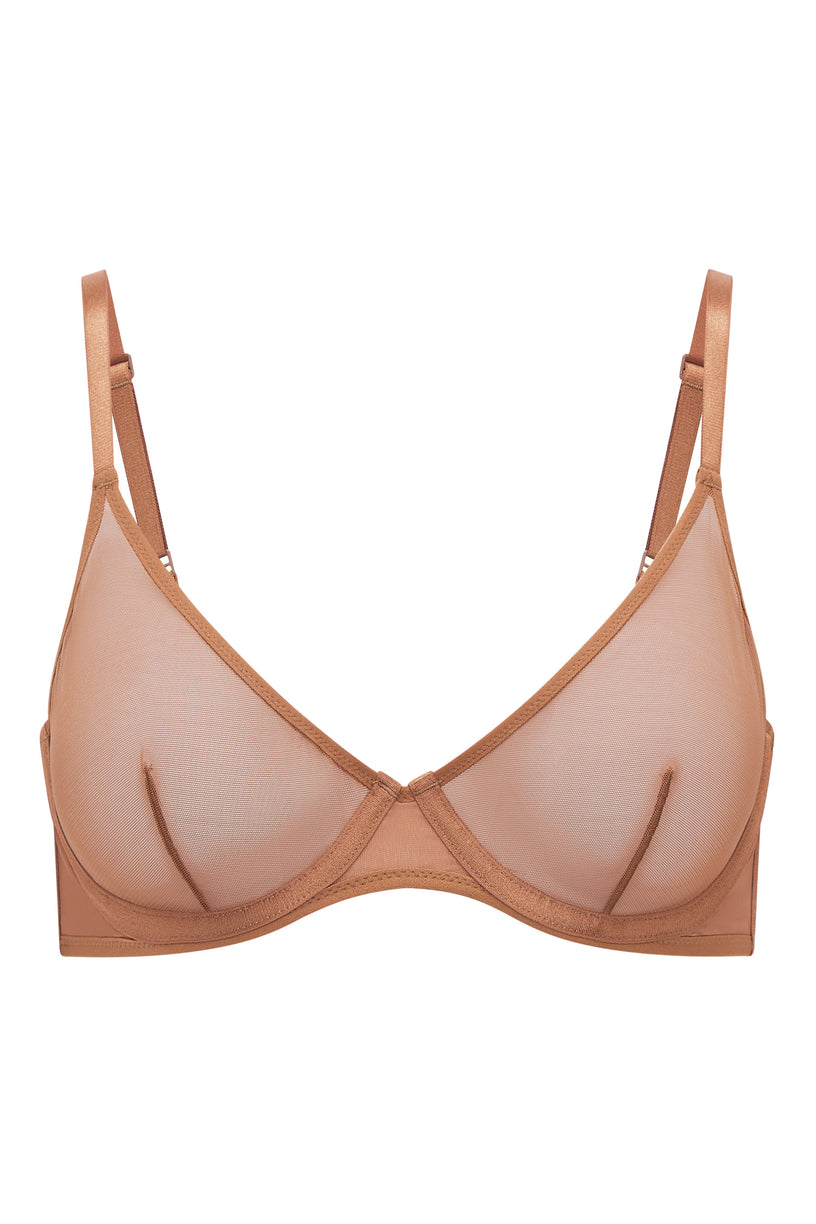 Soft Mesh Single Layer Underwired Bra in Honey - 2