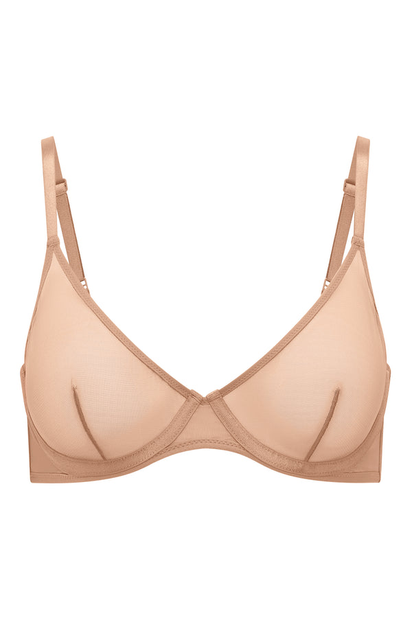 Soft Mesh Single Layer Underwired Bra in Warm Peach - 2