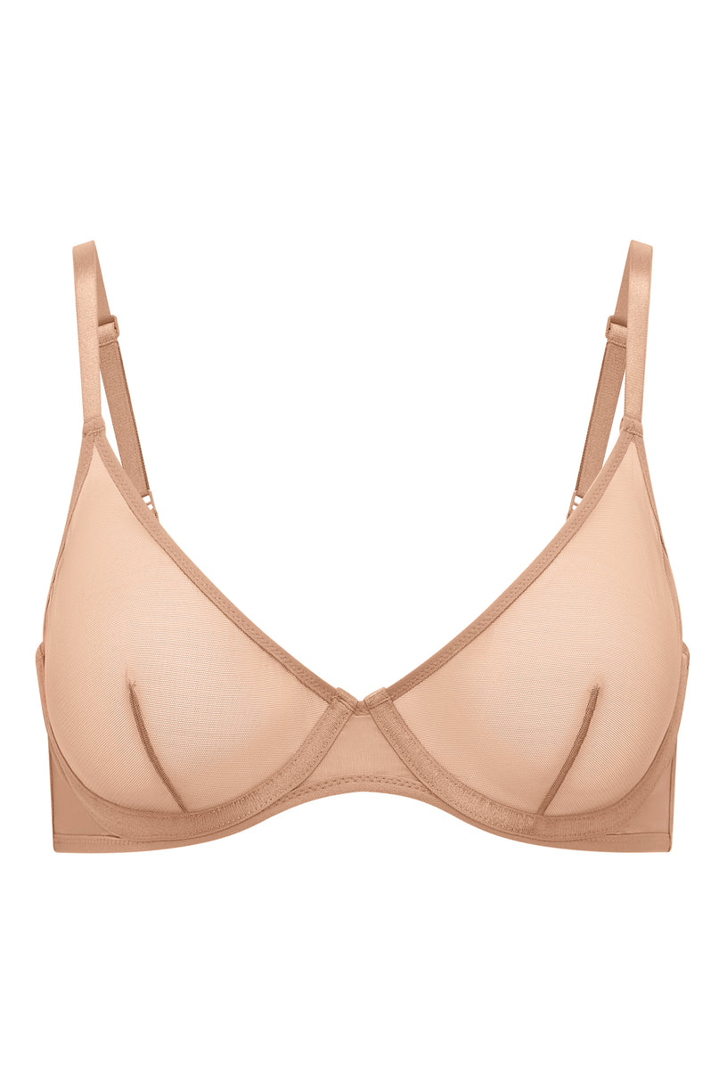 Soft Mesh Single Layer Underwired Bra in Warm Peach - 2