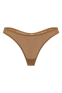 Soft Mesh Thong in Almond