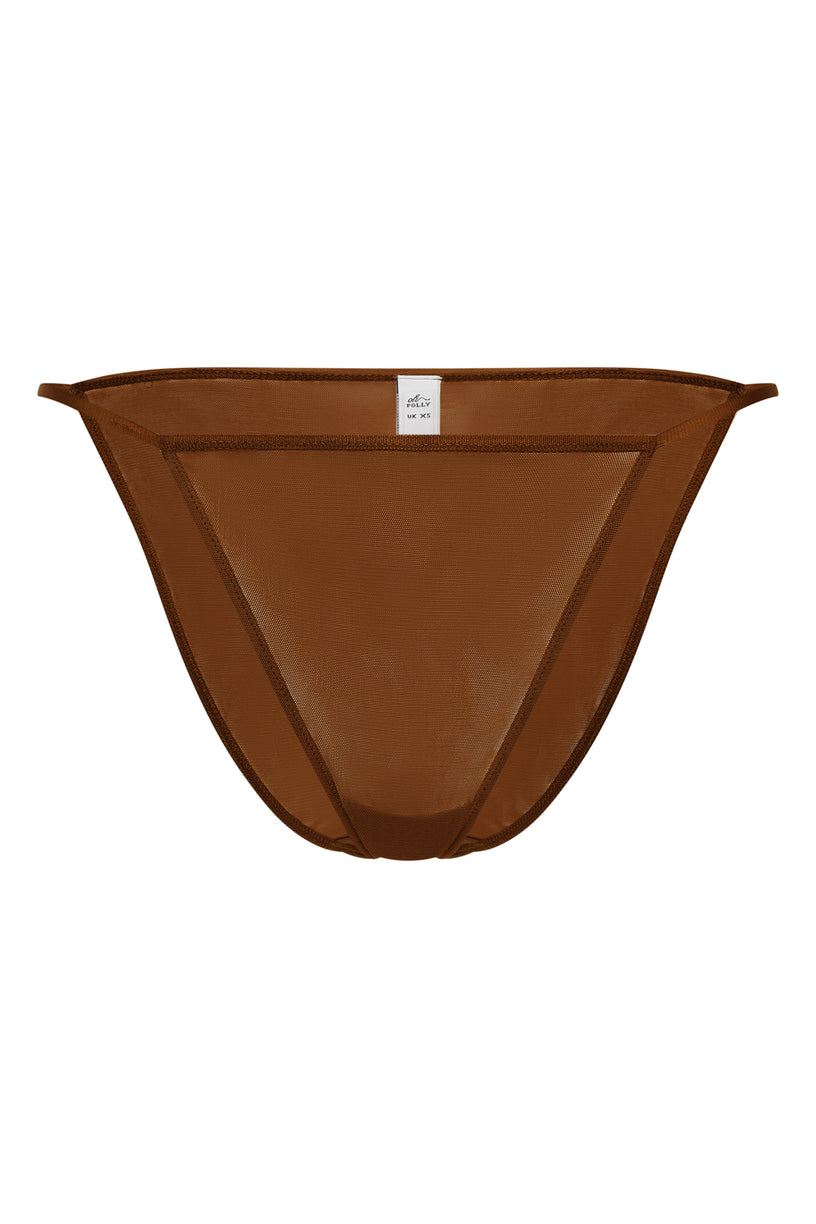 Soft Mesh String Bikini in Chestnut - 2