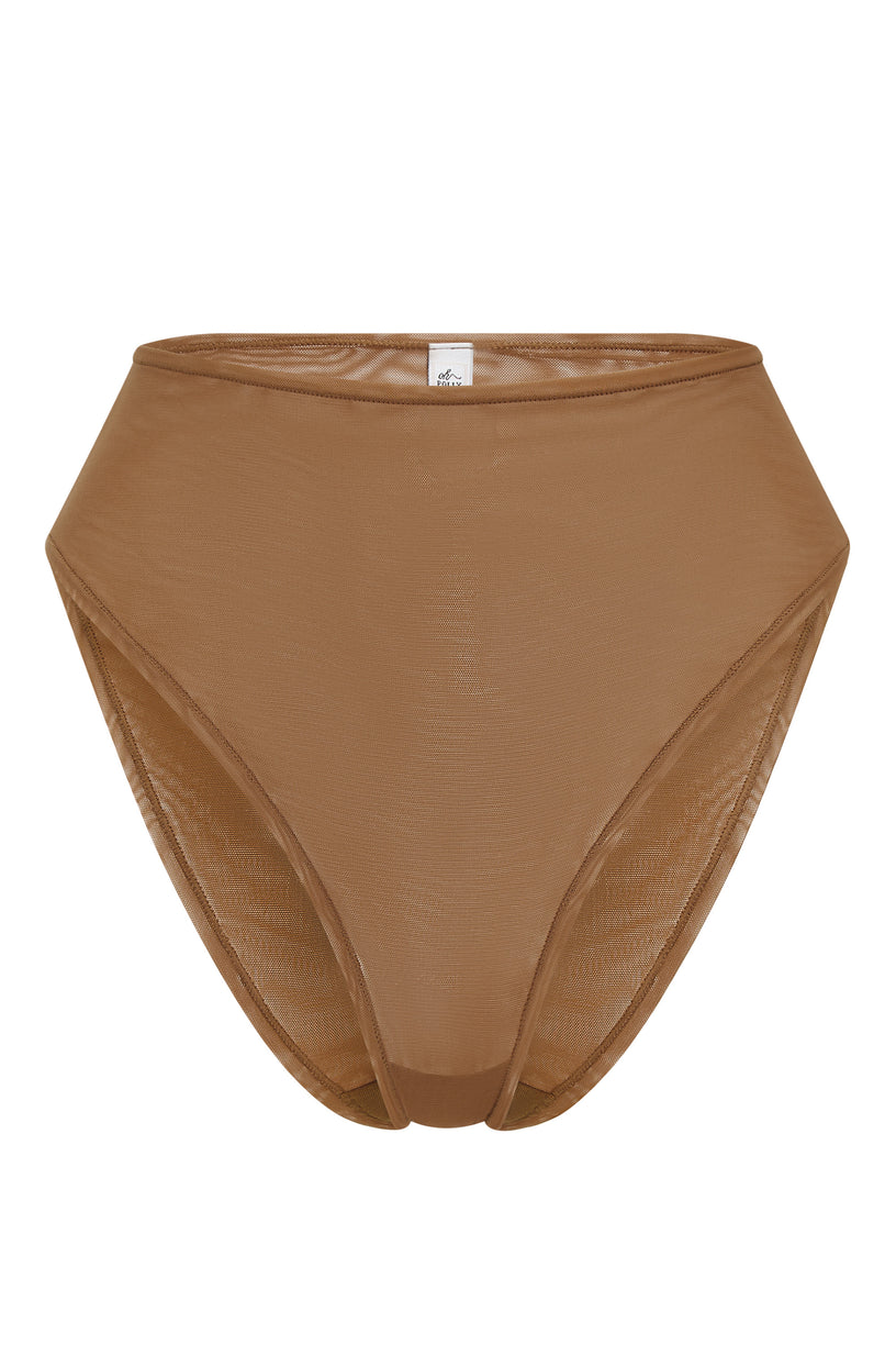 Soft Mesh High Waisted Knicker in Almond - 2