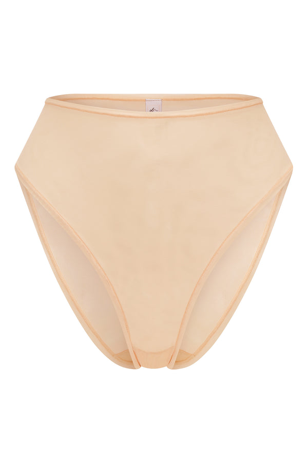 Soft Mesh High Waisted Knicker in Beige - 2