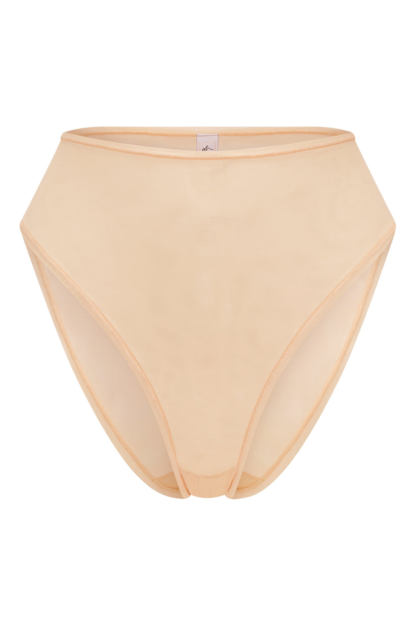 Soft Mesh High Waisted Knicker in Beige - 2