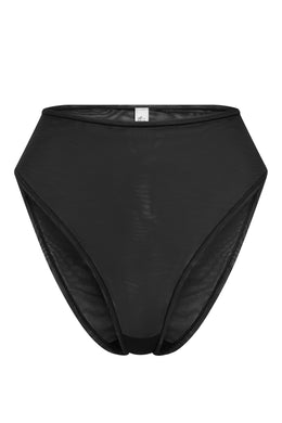 Soft Mesh High Waisted Knicker in Black