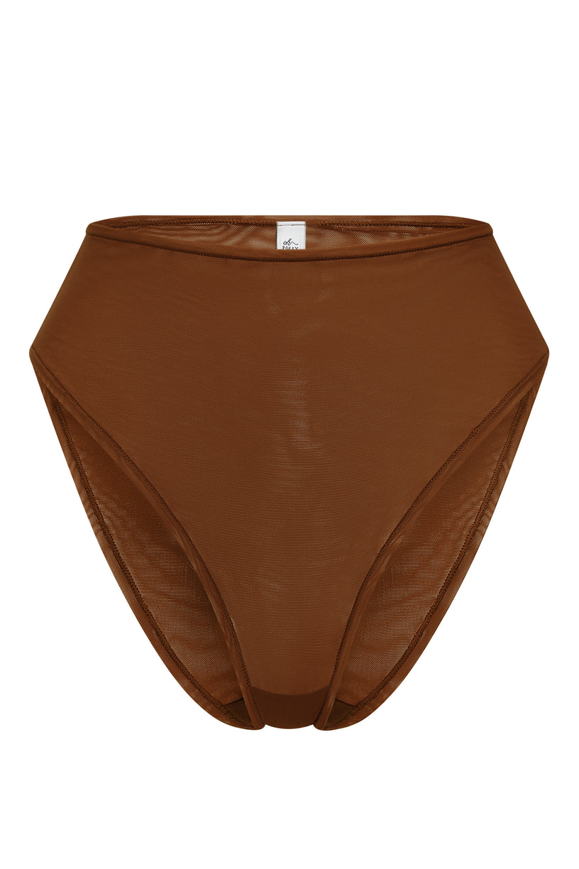 Soft Mesh High Waisted Knicker in Chestnut - 2