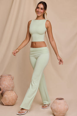 Tall Mid-Rise Straight Leg Trousers in Light Sage