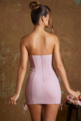 Koronkowa sukienka mini typu bandeau z gorsetem w kolorze fioletowo-fioletowym