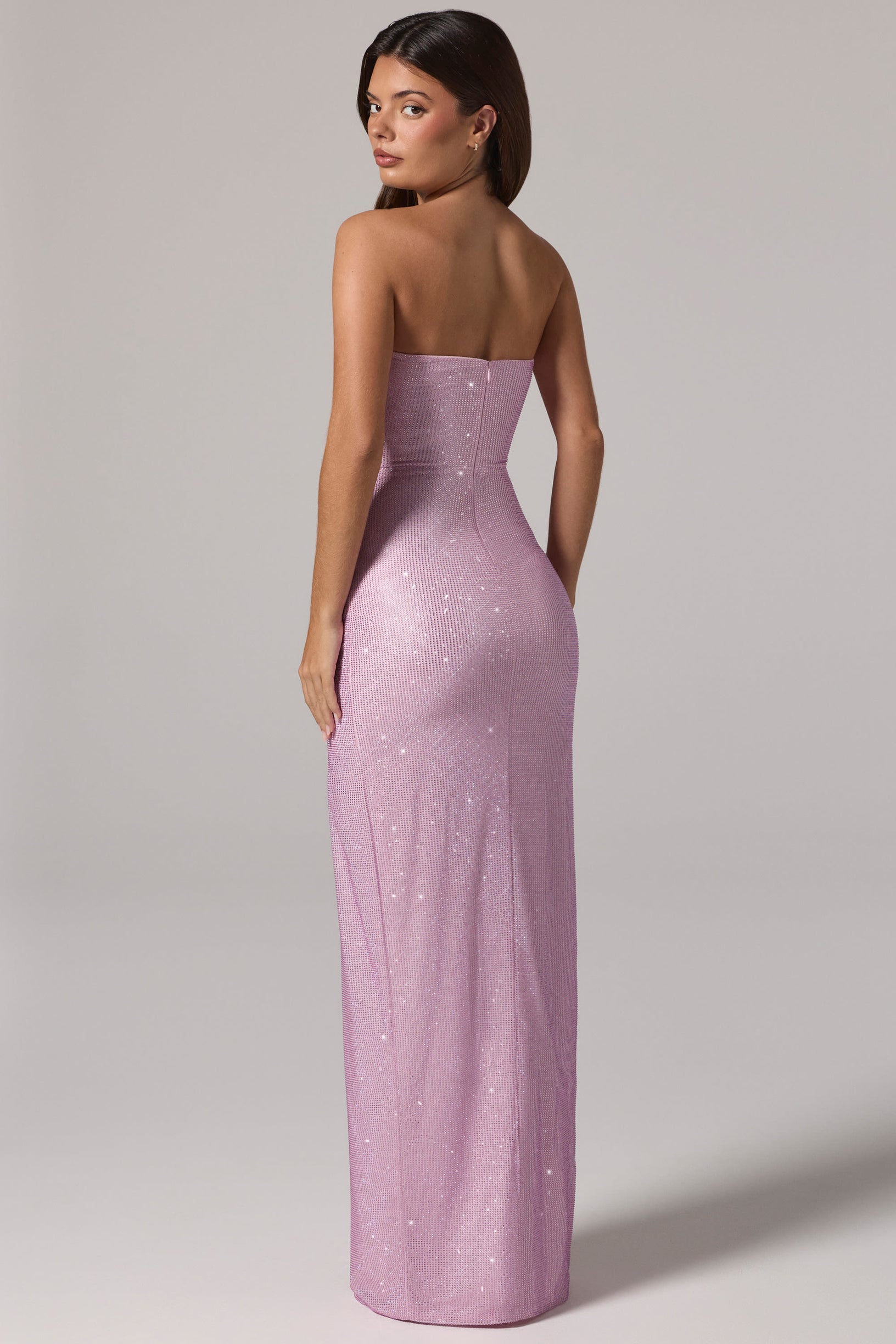 Embellished Bandeau Cowl-Waist Maxi Dress in Lavender - 2