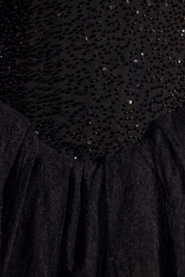 Mini-robe jupe corset en tulle ornée en noir