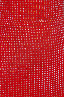 Ozdobiona gorsetowa sukienka mini w kolorze ognistej czerwieni