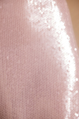 Mini-jupe taille moyenne fendue sur le côté à sequins transparents en lilas