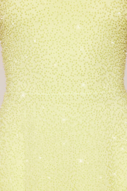 Mini-robe trapèze ornée multi-usages en vert citron
