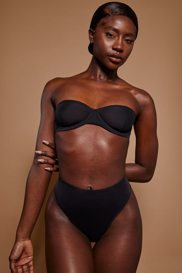 Soft Mesh High Waisted Knicker in Black - 1