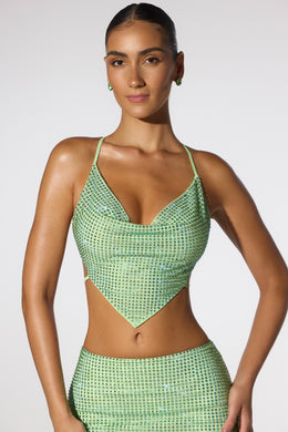 ANNA TOP • BACKLESS COWL NECK PLUNGE TOP • LIME GREEN – MOHOKINI